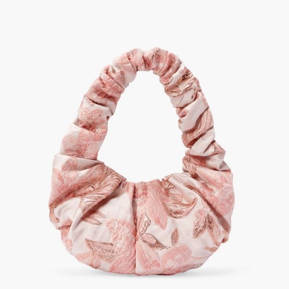 JUSTFAB Croissant Shoulder Bag Ruffle Handle Handbag PINK BRAND NEW with Tag - Picture 3 of 4